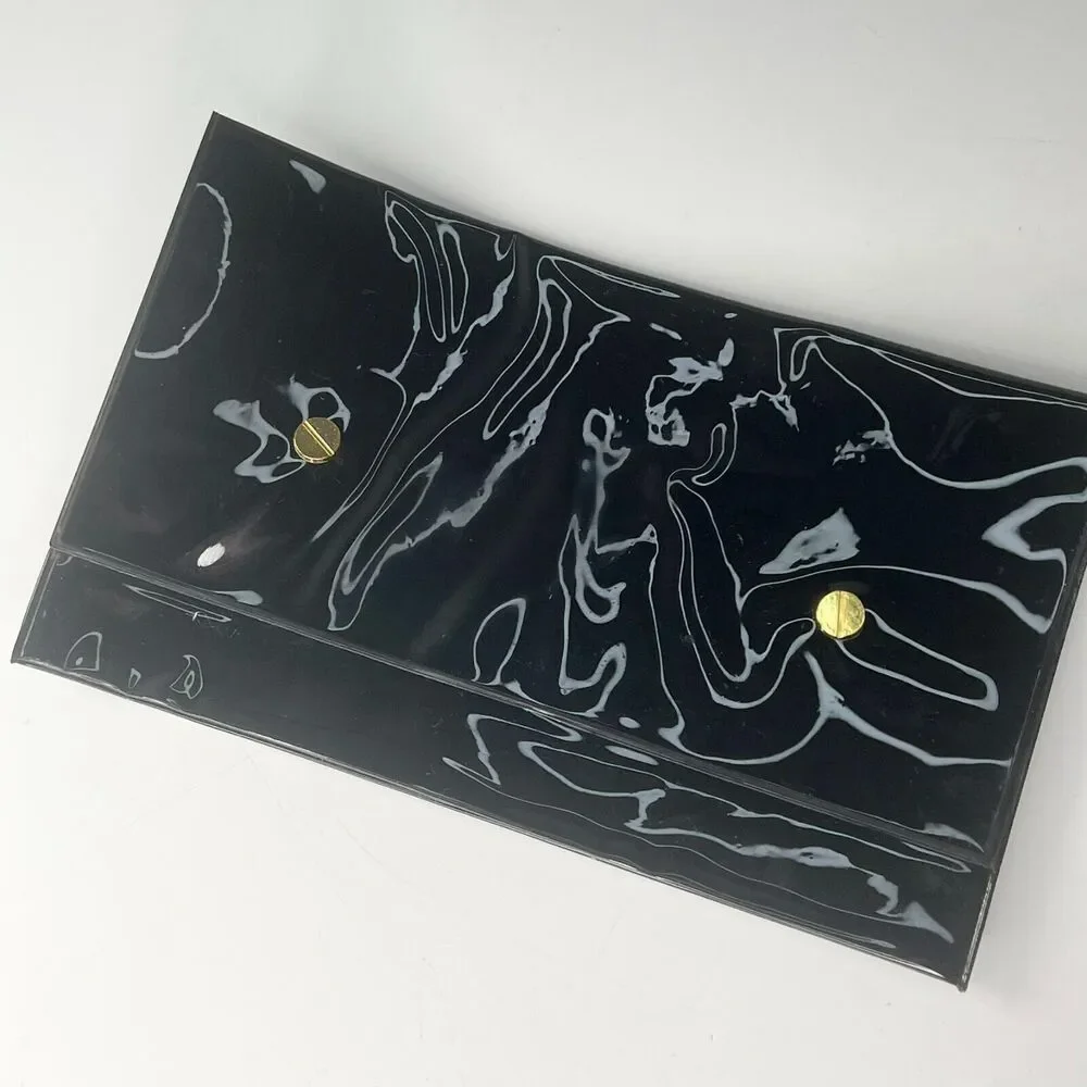 Sephora Transparent Clear MakeUp Toiletry Travel Wet Clutch Bag Black New